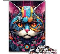 Puzzle da 1000 pezzi "Tech Cat", puzzle impegnativi per l'interazione familiare e un regalo divertente, design astratto vibrante (dimensioni 26x38cm)