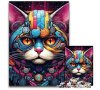 Puzzle da 1000 pezzi Tech Cat Puzzle in legno Relax & Challenge, colorato arredamento per la casa, amici 50x75CM/19,68x29,52 pollici
