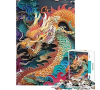 Puzzle da 1000 pezzi tema cinese dell'Anno del Drago gioco rilassante assemblaggio di motivi compleanno e Natale (dimensioni 50x75cm)
