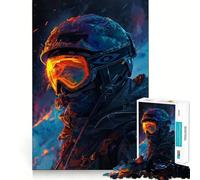 Puzzle da 1000 pezzi "Tempesta di neve e sciatori" per ragazzi, ideale per rafforzare la memoria, rilassarsi e divertirsi, con bordi lisci e la lista dei desideri di Babbo Natale (38x52cm)