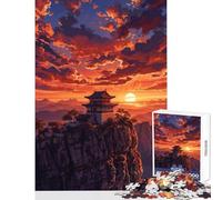 Puzzle da 1000 pezzi Tempio asiatico su montagna al tramonto Giocattoli antistress Ottimo regalo per giochi Gioco impossibile Allena il tuo cervello e le tue mani Dimensioni 50x75cm