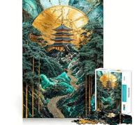 Puzzle da 1000 pezzi Tempio nel bosco di bambù Taglio preciso Gioco divertente per stimolare la mente e rallentare il ritmo Decorazione natalizia per la casa (38x52cm)