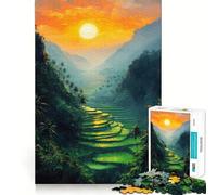 Puzzle da 1000 pezzi "Terrazze di riso al tramonto" per adolescenti, ideale per migliorare la memoria, per un relax informale e per esporre opere d'arte dai tagli netti (38x26cm)