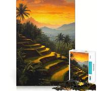 Puzzle da 1000 pezzi "Terrazze di riso al tramonto" per adolescenti, stimola la memoria, rilassante, taglio premium, sorpresa di compleanno (50x75cm)