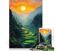 Puzzle da 1000 pezzi "Terrazze di riso al tramonto" per adulti, gioco per allenare la mente, rilassante, taglio di precisione, regalo elegante (50x75cm)