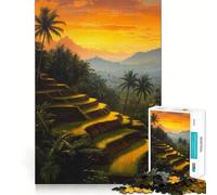 Puzzle da 1000 pezzi "Terrazze di riso al tramonto" per ragazzi, gioco di logica, facile da usare, bordi precisi, regalo per le festività (38x52cm)