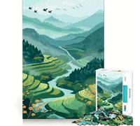 Puzzle da 1000 pezzi "Terrazze di riso serene" per adulti, gioco di abilità mentale, relax, design, assemblaggio, pezzo da collezione (38x52cm)