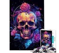 Puzzle da 1000 pezzi - Teschio con rose - Giocattolo educativo - Gioco impossibile - Vacanza a casa - Per passare il tempo - Regalo di compleanno (Dimensioni 38x26cm)