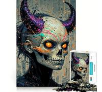 Puzzle da 1000 pezzi "Teschio del Diavolo Urbano con Corna" per Adolescenti,Divertimento Stimolante per la Mente,Taglio di Alta Precisione,Attività Rilassante e Rilassante (50x75cm)