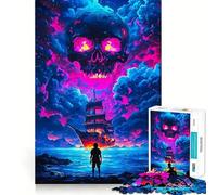Puzzle da 1000 pezzi "Teschio nel cielo" per adulti, gioco stimolante e divertente, taglio preciso, regalo speciale 38x26cm