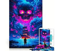 Puzzle da 1000 pezzi "Teschio nel cielo" per adulti, rompicapo per la mente, divertente e rilassante, con immagini da assemblare e una piacevole sorpresa 38x52cm