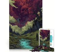 Puzzle da 1000 pezzi "Teschio nel cielo, presagio di sventura" per adulti, gioco di logica e antistress, taglio preciso, regalo perfetto 38x52cm