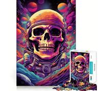 Puzzle da 1000 pezzi "Teschio nello spazio" per ragazzi, gioco intelligente per momenti di condivisione, immagine da assemblare, opera d'arte 38x52cm