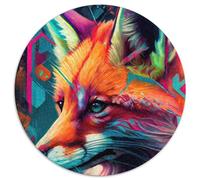 Puzzle da 1000 pezzi "The Clever Fox" - Puzzle rotondo da 1000 pezzi per adulti, decorazione fai da te, sfida per il cervello, per adulti, famiglia, regalo di Natale, 67,5x67,5 cm