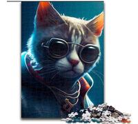 Puzzle da 1000 pezzi "The Cool Cat" per adulti, perfetto per adolescenti e famiglie, ideale come regalo di Natale, dimensioni 26X38cm