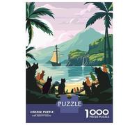 Puzzle Da 1000 Pezzi - The Isle of Cats Board Game Inspired Illustration Puzzle Per Adolescenti Gioco Rompicapo Antistress Offerta Regalo Per Tutta La Famiglia 38x26cm/1000pcs