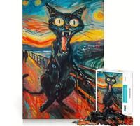 Puzzle da 1000 pezzi "The Scream Cat" per adolescenti, gioco per esercitare la mente, momento di condivisione, taglio di precisione, pezzo da collezione 38x26cm