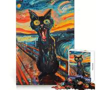 Puzzle da 1000 pezzi "The Scream Cat" per adolescenti, gioco stimolante per il pensiero creativo, semplice e divertente, con incastri precisi, ideale per creare un desiderio di Babbo Natale 38x26cm