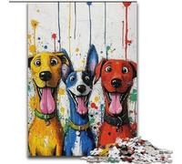 Puzzle da 1000 pezzi Three Happy Dogs per adolescenti, per ammazzare il tempo durante le vacanze Ogni pezzo è unico Gioco stimolante e divertente per tutta la famiglia, 26x38cm