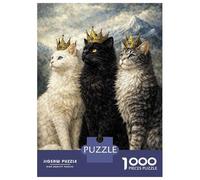 Puzzle Da 1000 Pezzi Three Regal Cats with Crowns Painting Puzzle Per Adulti Gioco Rompicapo Vacanza A Casa Ammazzare Il Tempo Offerta Come Regalo Per Tutta La Famiglia 70x50cm/1000pcs