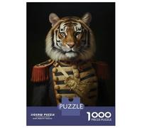 Puzzle Da 1000 Pezzi Tiger Animal Dressed King Puzzle Per Adulti Gioco Pratico Sfida Difficile Interazione Genitore-figlio 38x26cm/1000pcs