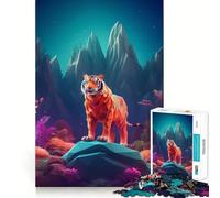 Puzzle da 1000 pezzi "Tiger Blue Night" per adolescenti, gioco per sviluppare le capacità cognitive, design rilassante, assemblaggio, regalo premuroso 38x26cm