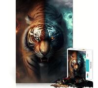 Puzzle da 1000 pezzi "Tiger Fire" per adolescenti, gioco di allenamento mentale, gioco di gruppo, taglio di precisione, regalo per le festività 50x75cm