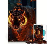 Puzzle da 1000 pezzi Tiger Fire per adulti, gioco di logica pura, momento di pace, taglio preciso, regalo sentito 50x75cm