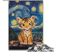 Puzzle da 1000 pezzi "Tiger Night Sky" per adulti e adolescenti, interessante strumento per ridurre lo stress e favorire l'interazione genitore-figlio (26x38cm)