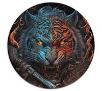 Puzzle da 1000 pezzi "Tiger Warrior", puzzle rotondo da 1000 pezzi per adulti, gioco interattivo per famiglie, decorazione fai da te per la casa, sfida mentale, regalo, 67,5x67,5 cm.