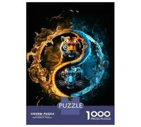 Puzzle Da 1000 Pezzi Tiger Yin And Yang Puzzle Per Adulti Gioco Rompicapo Decorazione Perfetta Regali Unici Per Compleanno E Natale 52x38cm/1000pcs