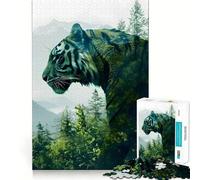 Puzzle da 1000 pezzi "Tigre a doppia esposizione" per adulti e ragazzi, gioco mentale rilassante e di alta qualità, regalo perfetto 38x52cm