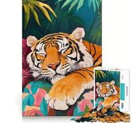 Puzzle da 1000 pezzi "Tigre addormentata nella giungla" per ragazzi, gioco di logica semplice, svago, taglio perfetto, regalo di compleanno 50x75cm