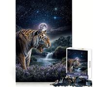 Puzzle da 1000 pezzi "Tigre al chiaro di luna" per ragazzi, gioco di logica e puzzle da costruire insieme, divertente, con taglio di precisione, regalo elegante 50x75cm