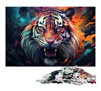 Puzzle da 1000 pezzi Tigre arrabbiata e violenta per adulti Puzzle in legno Gioco impegnativo 1000 pezzi (75x50 cm)