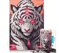 Puzzle da 1000 pezzi "Tigre bianca dagli occhi rossi" per adolescenti,divertente per stimolare la mente,con pezzi di dimensioni uniformi e precisi,ideale per attività di gruppo rilassanti al chiuso