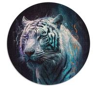 Puzzle da 1000 pezzi "Tigre bianca dipinta" rotondo, 1000 pezzi per adulti, design intricato per adolescenti, decorazione fai da te e divertimento che stimola la mente (67,5x67,5cm)