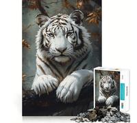 Puzzle da 1000 pezzi "Tigre Bianca in Autunno" per ragazzi,divertente gioco di memoria,facile da completare,rilassante attività di gruppo al chiuso (50x75cm)
