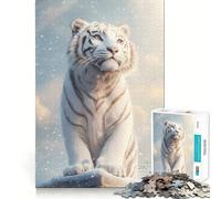 Puzzle da 1000 pezzi "Tigre Bianca in Inverno" per ragazzi,ideale per stimolare la mente,creare un'attività divertente e di alta precisione,perfetta per una pausa rilassante (50x75cm)
