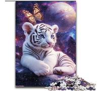 Puzzle da 1000 pezzi Tigre Bianca in legno 50X75cm, perfetto per adolescenti, per rafforzare i legami familiari, rompicapo e regalo fai da te per la casa