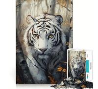 Puzzle da 1000 pezzi "Tigre Bianca nella Foresta" per adulti,ideale per allenare la mente Pezzi ben tagliati e senza sbavature Attività di gruppo emozionante (38x26cm)