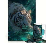 Puzzle da 1000 pezzi "Tigre Bianca nell'Acqua" per adolescenti,divertente gioco di memoria,incastro perfetto,senza spazi vuoti,attività per tutta la famiglia (38x26cm)