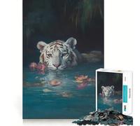 Puzzle da 1000 pezzi "Tigre Bianca nell'Acqua",sfida mentale,taglio di alta precisione,divertente passatempo (50x75cm)