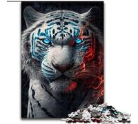 Puzzle da 1000 pezzi "Tigre Bianca Pericolosa" in legno, idea regalo unica per la casa fai da te 50x75cm per adolescenti e famiglie, decorazione fai da te perfetta e sfida rompicapo