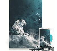 Puzzle da 1000 pezzi "Tigre Bianca sulla Roccia" per Ragazzi,Gioco Stimolante per la Mente,Incastri Perfetti,Senza Spazi Vuoti,Attività Rilassante di Gruppo al Chiuso (38x52cm)