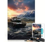 Puzzle da 1000 pezzi "Tigre e carro armato al tramonto" per adulti, gioco stimolante per la mente, gioco di gruppo, dettagli nitidi, regalo perfetto 50x75cm