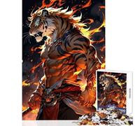 Puzzle da 1000 pezzi Tigre Guerriero Fuoco Decorazione per la casa Giocattoli Ottimo regalo per giochi Gioco educativo Migliora l'amore tra coppie Dimensioni 50x75cm
