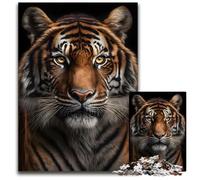 Puzzle da 1000 pezzi "Tigre mi guarda negli occhi", decorazione fai da te, sfida per il cervello, per adulti, famiglia, regalo di Natale, 50x75CM/19,68x29,52 pollici.