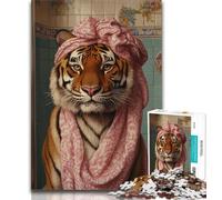 Puzzle da 1000 pezzi "Tigre nel bagno" per adolescenti, antistress, sfida difficile, decorazioni e regali unici per la casa (75x50cm)