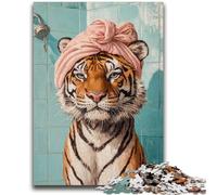 Puzzle da 1000 pezzi "Tigre nel bagno" per adolescenti e adulti, aiuta il cervello a esercitare i giocattoli avvincenti per coltivare la pazienza, decorazione perfetta 50x75cm